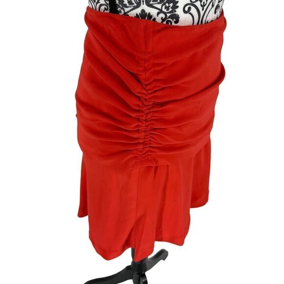 Massimo Dutti Red Ruched Midi Skirt Size 4 | Tiered Flounce Hem - Picture 3 of 14